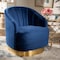 Baxton Studio Fiore Royal Blue Velvet Upholstered Gold Finished Swivel Accent Chair 161-10397 - alternate 7